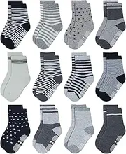 [RATIVE] Anti Non Skid Slip Cotton Crew Socks With Grips For Infant Baby Toddler Boys