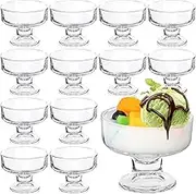 Ziliny 12 Pcs Glass Ice Cream Bowls Set 6.8 oz Dessert Glass Cups Small Bowls for Ice Cream Footed Clear Dessert Bowls Mini Trifle Dish Parfait for Sundae Cocktail Fruit Pudding Nuts Party