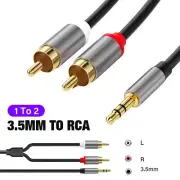 3.5mm to RCA Audio Auxiliary AUX Stereo Y Splitter Cable for Tablets Speakers