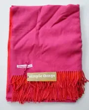 Simple Things 100% Baby Alpaca Reversible Throw Fuchsia Pink Tangerine - NEW
