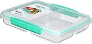 [Sistema] TO GO Multi Split Meal & Food Container with Dividers & Clips | 820ml | BPA-Free | 1 Food Storage Container, Clear/Green