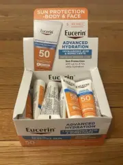 Lot 16 EUCERIN Advanced Hydration Sensitive Skin SPF50 0.5 Oz Travel Sample Size