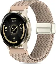 EverAct 22mm Magnetic Braided Watch Band Compatible with Garmin Venu 3 45mm Watch Band/Venu 2/Vivoactive 4/Forerunner 265/255/255 Music,Quick Release Elastic Nylon Soft Sport Stretchy Strap for Women