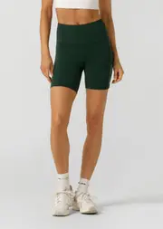 [Lorna Jane] Lotus No Chafe Phone Pocket 16cm Bike Shorts in Green, Size - XL XL Dark Green