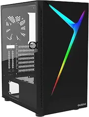 GAMDIAS ATX Mid Tower Gaming Computer PC Case with Tempered Glass Swing Door, 1x 120mm ARGB Fan & Front Panel Sync with Motherboards, Vertical PCIE Slots for Your Graphic Cards (VGA/GPU)