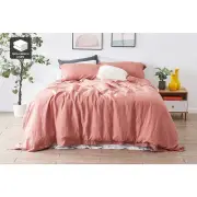 100% French Linen Quilt Cover Set - Terracotta, King - King