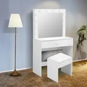 Levede Dressing Table Set Makeup Mirror Jewellery Organizer Cabinet 12 LED Bulbs