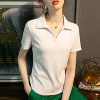 在飛比找ETMall東森購物網優惠-polo領短袖t恤女2023夏季新款ins潮韓版修身有領別致