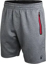 [Spyder] Men's Active Shorts - Athletic Performance Gym Shorts, Reflective Trim - Running Shorts, Zip Pockets (S-XL)