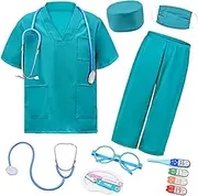 ZZIHAN Doctor Scrubs Set,Doctor Kit for Kids,Doctor Costume With Pretend Play Playset for Kids 3-12Years