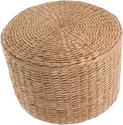 KITANDOVE Woven Stool for Multi Function Shoe Changing Stool Handwoven Grass Design Adorable Small Garden Decor Versatile Outdoor Footrest Table Safe and Reliable Experience