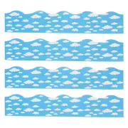 3"x1.08ft Bulletin Board Border 60pcs Scalloped Trim Strips Wall Decor Sky