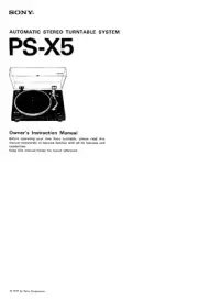 Sony PS-X5 Turntable Owners Manual