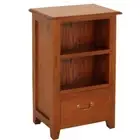 Timber Bedside Table with drawer & shelf, Light Pecan Brown Bedside.