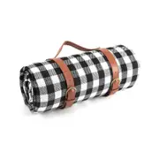 Catzon Waterproof Picnic Blanket 3 Layered Foldable Outdoor Picnic Mat Perfect for Park and Beach-BlackWhite