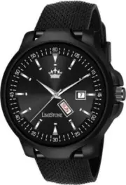 LIMESTONEStrap All Black Avatar Day and Date Functioning Quartz Analog Watch