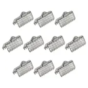 200Pcs Ribbon Crimp Clamp Ends 10mm Cord End Clasp for DIY Craft Silver White