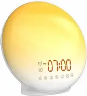 Wake-up Light, Smart Sleep Alarm Clock for Kids Adults, Sunrise Sunset Simulation, 7 Natural Sound Machine,FM Radio, 7 Colors LED Night Light, Bedroom Decor Sleep Aid for Hard Sleepers