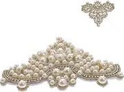 FONDOTIN Rhinestone Iron Patch for Clothes DIY Craft Decor Elegant Applique for Jeans Bags Wedding Accessories Pearl Design for Handmade Arts Crafts
