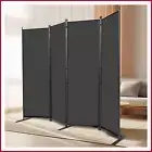 4 Panel Folding Privacy Screen Office Room Separators Freestanding Fabric Gray