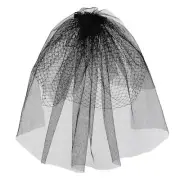 Ladies Mesh Bridal Bird Cage Veil with Clip Black Halloween Coplay Costumes