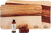 Orana 40x23cm,46x28cm Single-Piece Wavy Boards, Double-Board Stand,100ml Mineral Oil Natural Anti-Bacterial Hand-Made Australian-Made Camphor Laurel Unique Cutting Board Chopping Board (Wavy Set)