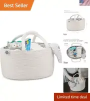 Versatile White Rope Diaper Caddy - Ideal Organizer for Nursery & Car Essentials