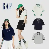 在飛比找momo購物網優惠-【GAP】女裝 Logo立領棒球短袖上衣T恤 短版上衣-多色