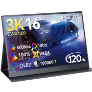 16 Inch OLED Portable Monitor Laptop Monitors 120Hz Travel Gaming Monitor 500nit