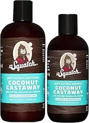 Dr. Squatch Coconut Castaway Men's Shampoo + Conditioner Hair Bundle - Keeps Hair Looking Full, Healthy, Hydrated