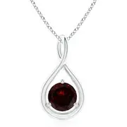 Solitaire Round Garnet Infinity Twist Pendant