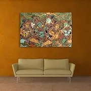 Inephos Unframed Canvas Painting Kerala Mural Art Wall (91x61cm)