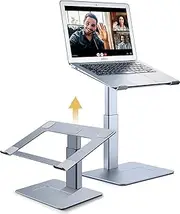 [supamir] Adjustable Laptop Stand for Desk, DJ Laptop Riser, Standing Desk Converter, Support Working on Computer Standing, Compatible with MacBook, Dell, HP and All 13"-16.5" Notebooks, Cool Grey