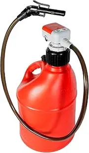 TERA PUMP 2nd Gen. Auto-Stop Gas Cap Fuel Transfer Pump XL Intake Hose (Gasoline, Diesel, Kerosene) Universal Spout Replacement for Gas Cans and Containers
