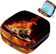 Period Bag,Sanitary Napkin Storage Bag,Vintage Fire Poker Cards,Tampon Holder for Purse
