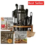 15-Piece Bartender Kit with Cocktail Shaker & Recipe Cards - Gun Metal Finish