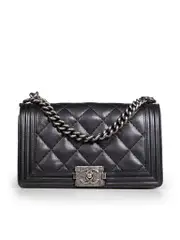 2013-14 Black Leather Medium Boy Bag