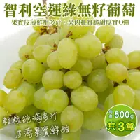 在飛比找momo購物網優惠-【WANG 蔬果】智利空運綠無籽葡萄500gx3盒(500g