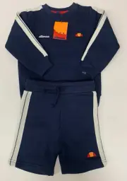Kids Ellesse Nevio 2 Piece set sweatshirt shorts Navy Size 2-3yrs