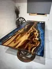 Custom Order Chestnut Epoxy Table,Clean Epoxy Table Design Live-Edge Wood Top