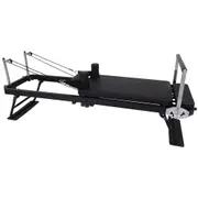 iFitness Foldable Pilates Reformer Exercise Fitness Gym Home Cardio Yoga Black
