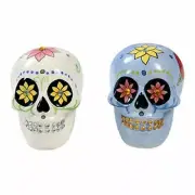 Pacific Giftware Day of Dead Sugar White & Blue Skulls Salt & Pepper Shakers...