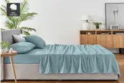 Ovela 150GSM Cotton Flannelette Bed Sheet Set (Arona Blue)