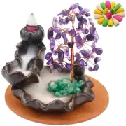 Ceramic Waterfall Incense Burner, Money Tree Backflow Holder Healing Crystal ...