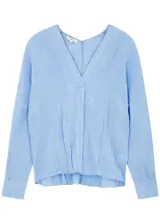 Vince Light Blue Crinkled-effect Satin Blouse - XS XS