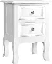 [Artiss] Bedside Table with 2 Drawers White Bed End Side Tables Storage Cabinet Nightstand Lamp, Bedroom Living Room Home Furniture, Narrow Space Organiser Unit