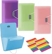 Tanstic 4Pcs A6 Receipt Coupon Holder with Labels Kit, 4 Colors Small Expanding File Folder with 13 Pockets, Mini Accordion File Organizer with Elastic Cord for Coupon Receipt Ticket