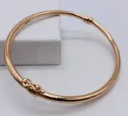 Genuine 9ct Rose Gold Women 3mm Oval Hinged Bangle Brand New 72mm Diameter