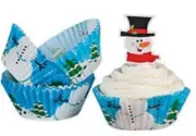 100 cupcake muffin cups picks Winter holiday Christmas Snowman Snow