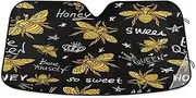 Bees Pattern Honey Sweet Car Windshield Sun Shade, Auto Sun Visor for Car Front Window Foldable Sun Shield Cover Blocks UV Rays Heat Protection to Keep Vehicle Cool (53" x 23.5"), S